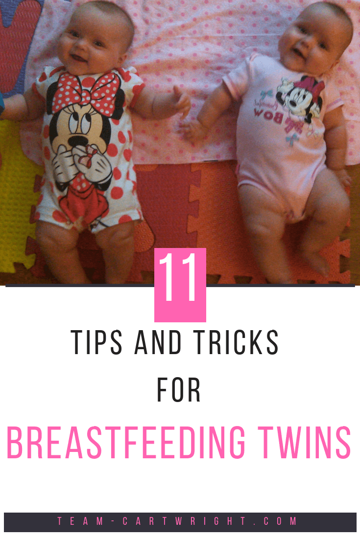 11 Tips and tricks for breastfeeding twins. Here is the best advice for how to start breastfeeding your twins. #breastfeeding #twins #nursing #baby #newborn #tips #hacks Team-Cartwright.com