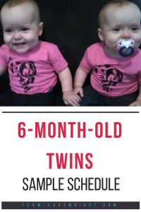 Trying to figure out nap and feeding times with your twins? Here is a sample schedule for 6-month-old twins (plus their 3 year old brother!) #twins #schedule #babywise #naps #breastfeeding #sample Team-Cartwright.com