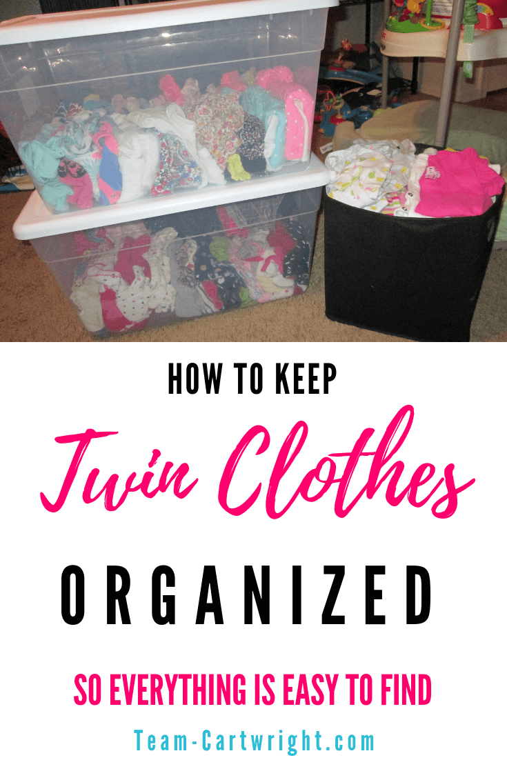 Looking for a way to keep your baby twin clothes organized so they spark joy instead of frustration? Learn how to fold and store your twin's clothing so everything is easy to see and easily accessible. #TwinClothes #BabyTwins #NewbornTwins #KonMari #KonMariMethod #ClothingStorage #TwinClothingStorage Team-Cartwright.com