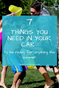 7 Summer car staples you need to be ready for anything. Everything you need packed in your car to be spontaneous with your kids this summer! #summerfun #summerschedule #carsupplies #toddlersupplies #preschoolsupplies #summerhacks #momhacks Team-Cartwright.com