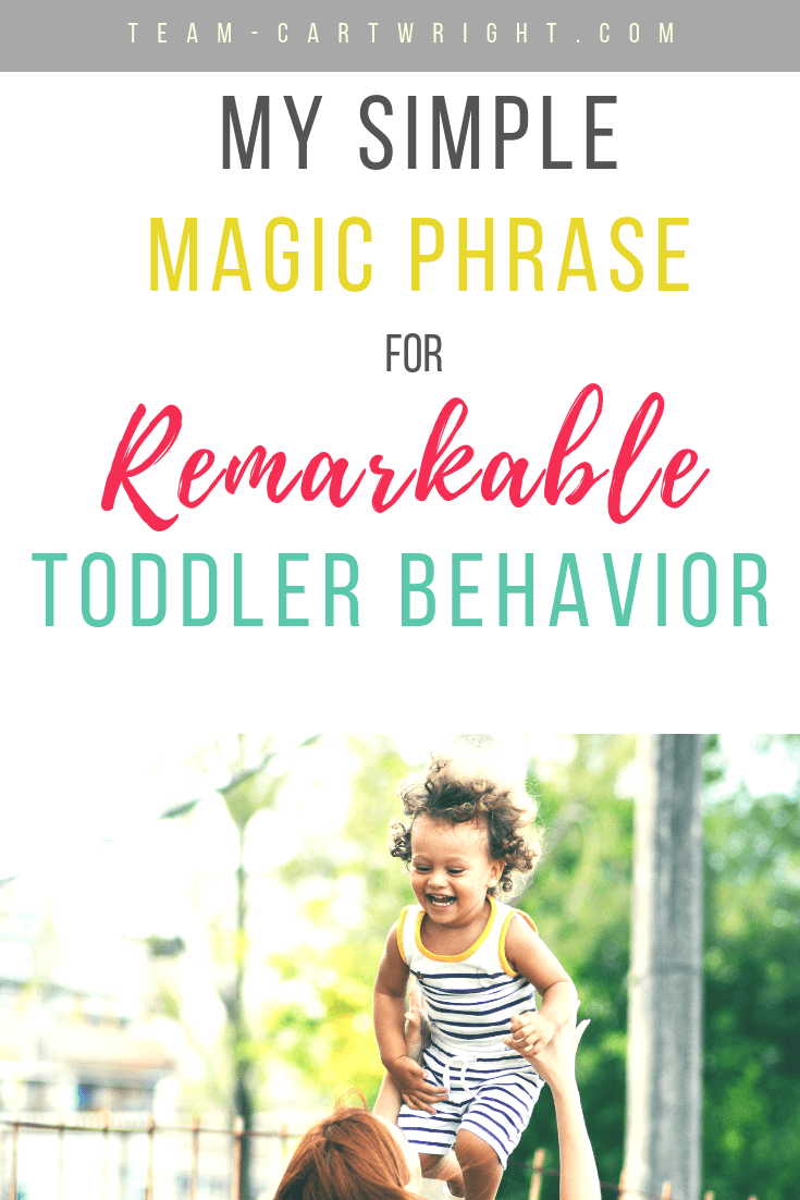 My simple magic phrase for remarkable toddler behavior. We have a mantra that reviews all the good behaviors we expect at home and out, no tantrums. Simple and effective and it can work for your toddlers too! Positive parenting works. #toddler #toddlerlife #behaviormanagement #positiveparenting #tantrums Team-Cartwright.com