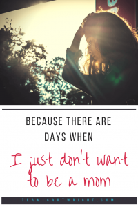 Being a mom is such a blessing.  But it is also hard and just exhausting.  And there are moments when I feel low and just don't want to be the mom.  That's okay.  Here is what happened when I didn't want to mom. #mom #truth #depression #mental #load #support #hope Team-Cartwright.com