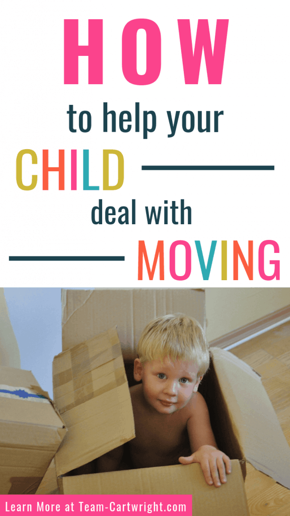 How to help your child deal with moving with picture of child in cardboard box