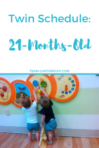 Looking for a sample schedule for your toddler twins? Check out this 21-months-old schedule for toddlers and toddler twins.