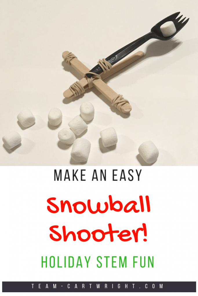 Have a snowball fight inside and learn from it! Learn about kinetic and potential energy, while firing safe snowballs off. Get this activity and more easy and fun Christmas science experiments! #christmas #holiday #science #STEM #learning #activity #experiment Team-Cartwright.com