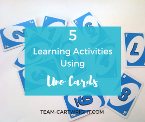 Use Uno cards in a whole new way! Encourage your children to learn with these 5 activities.