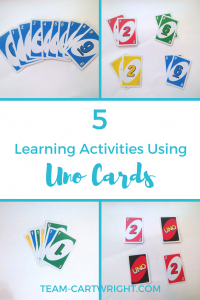 Want some easy no fuss learning activities for your children? Grab some Uno cards! Here are 5 learning activities using Uno cards. #preschool #toddler #learningactivity