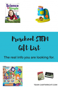 Looking for STEM gifts for your preschooler that they can play with alone? Or that can take a beating? This is the real list you need. #STEM #preschool #Giftlist