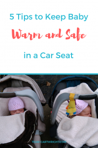 We all want to keep our kids safe in their car seats. But what do you do in winter when jackets aren't safe under straps? I have 5 tips to keep baby warm and safe in a car seat. #carseat #safety #baby #winter #toddler