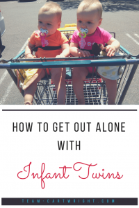 Tips to go out alone with your infant twins. It can be intimidating to take two babies out in public, but you can do it. Soon it will be your new normal. #twins #newborn #infant #errands #mom #tips Team-Cartwright.com