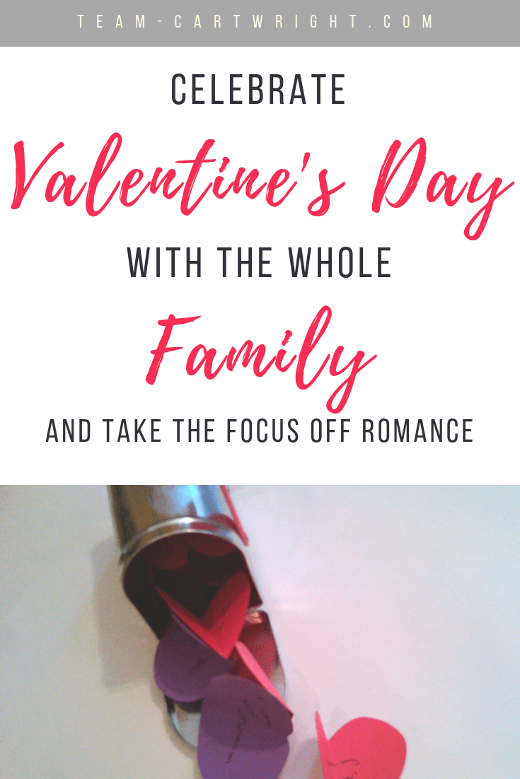 Valentine's Day doesn't have to just be about romance. Learn how to get the whole family involved and teach your kids they don't need a boyfriend or girlfriend to enjoy the day.  Share the love with this simple family activity and craft! #ValentinesCraft #ValentinesKid #ValentinesToddler #HateValentinesDay #FamilyValentines Team-Cartwright.com