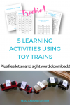 5 learning activities using toy trains.