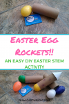 Easter Egg Rockets! They are very easy to make and super fun. You need plastic Easter Eggs and a toilet paper tube! Enjoy! Preschool Science Activity | Easter Science for kids | Easy Easter STEM | Easter learning activity #STEM #science #activity #Easter #project #preschool #toddler #kids Team-Cartwright.com