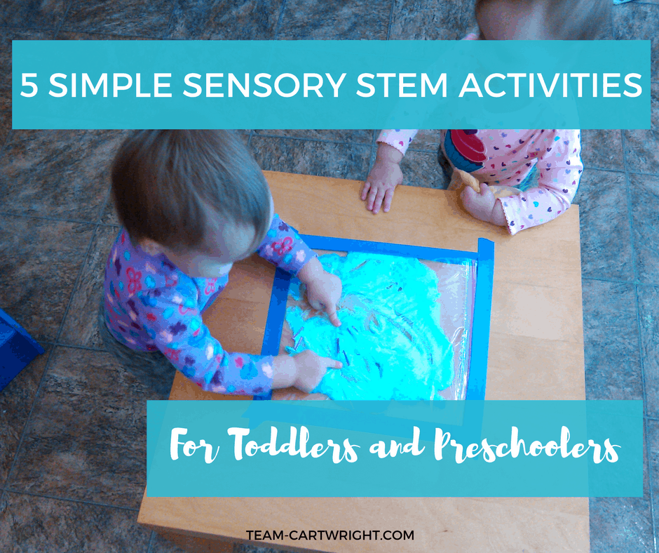 Toddlers and preschoolers love science projects! And they can be easy and relatively mess free. Here are 5 simple sensory stem activities for toddlers and preschoolers. Sensory Activities | Science for toddlers | Science for preschoolers | Sensory STEM projects #sensory #activity #STEM #science #project #toddler #simple #preschooler Team-Cartwright.com