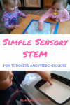 Toddlers and preschoolers love science projects! And they can be easy and relatively mess free. Here are 5 simple sensory stem activities for toddlers and preschoolers. Sensory Activities | Science for toddlers | Science for preschoolers | Sensory STEM projects #sensory #activity #STEM #science #project #toddler #simple #preschooler Team-Cartwright.com