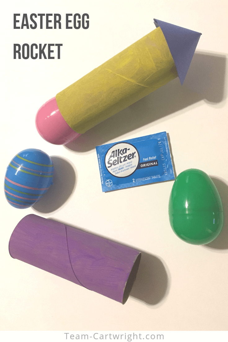 Make an Easter Egg Rocket for an amazing Easter STEM activity! Egg experiments for kids and science learning. #EasterEggRocket #EasterSTEM #EggScience Team-Cartwright.com