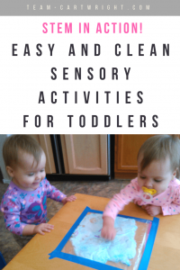 Easy and clean sensory STEM activities for toddlers and preschoolers. Let your kids explore and learn, but don't make a big mess you just have to clean up. Here are learning activities that do just that. #learning #sensory #STEM #activities #toddler #preschool #clean #easy Team-Cartwright.com