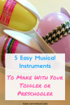 5 Easy DIY musical instruments to make with your children. Kids love music, and learning music helps build STEM skills! Practice counting, learn rhythms, and recognize patterns with these easy to make instruments. Looking for a fun activity for your baby and toddler? This is perfect! Toddler Activity | Preschool Activity | Music Activity for kids | Music and STEM craft #activity #preschool #toddler #baby #kidcraft #musiccraft #STEMactivity #familyfun #sibling #music #STEM Team-Cartwright.com