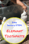 Looking for a fun sensory STEM project to really wow your kids? Try elephant toothpaste. Easy, fun, and safe to play with. This sensory eruption will impress your children and grab their attention. Plus they will love digging their hands into the foam! STEM with kids | Preschool Learning Activity | Easy Science Projects #STEM #science #easy #safe #preschool #toddler #learningactivity #scienceproject Team-Cartwright.com