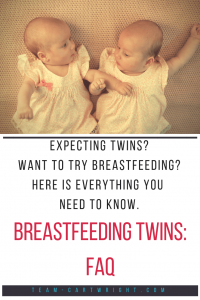 Are you expecting twins? Thinking you want to breastfeed them? It is possible. Here are the answers to all your questions. Breastfeeding Twins: FAQ #breastfeeding #twins #FAQ #nursing #rotation #schedule #biting #burping #positions #timing #tandem Team-Cartwright.com