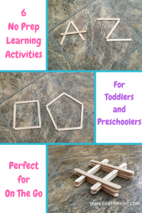 Lazy Mom Hack: Craft sticks are the perfect on the go activity. Pack some in your purse and your children can be entertained anywhere. Here are 6 easy learning activities for busy on the go families using craft sticks. Toddler Activities | Preschooler Activities | Learning Activity | No Prep Activity | Easy Learning | Lazy Mom Hack | Travel Activity for Kids #learningactivities #preschool #toddler #kid #STEMactivity #noprepactivity #travelactivity #craftsticks #kidcraft Team-Cartwright.com