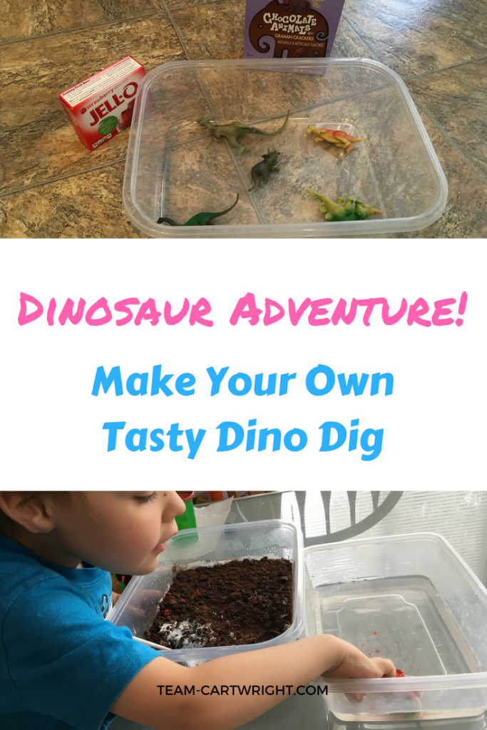 Dino lovers will adore this sensory STEM project- a tasty archaeological dig! Sensory science for toddlers and preschoolers. #STEMactivity #sensoryactivity #toddlerlearning #preschoolerlearning #homeschool #siblingactivity Team-Cartwright.com