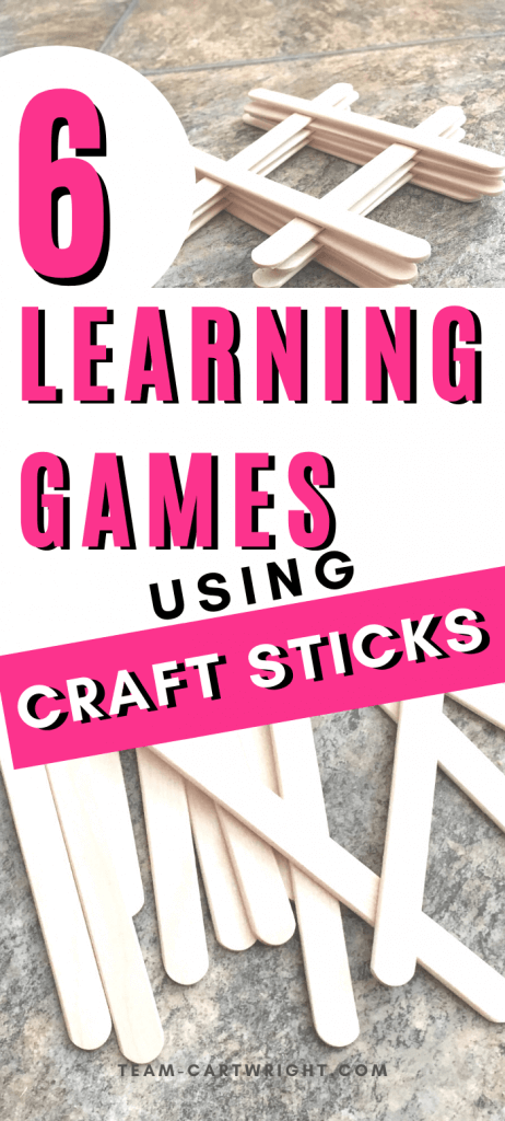 Learning games using craft sticks for at home learning