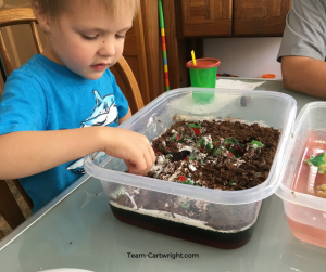 Sensory STEM fun with a tasty archaeological dig. Use Jell-O to create a science project your kids can eat! #STEMactivity #scienceathome #toddlerlearning #preschoollearning #homeschool #birthdaypartyactivity #kidcraft