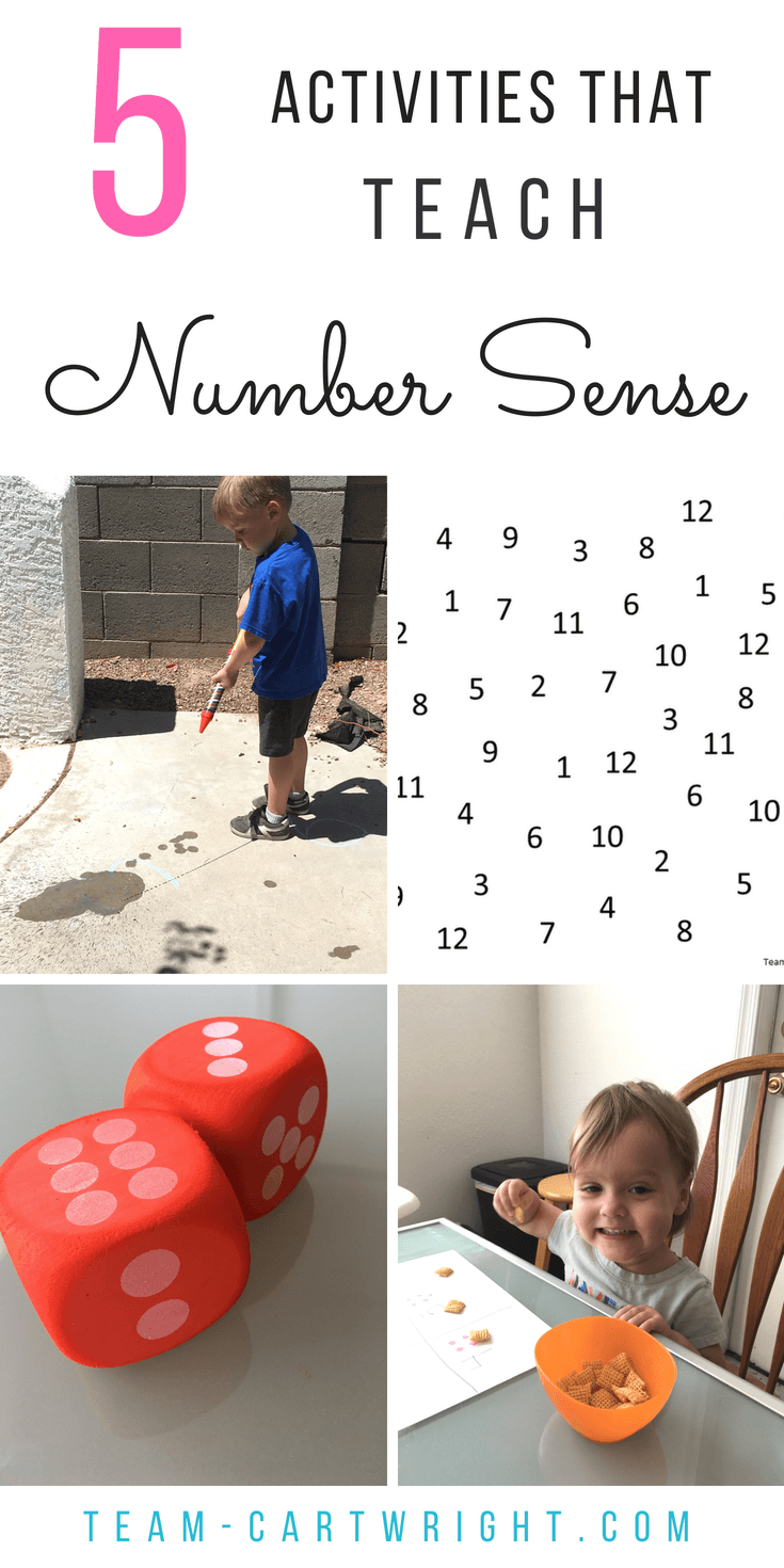 5 Activities to Teach Number Sense. Easy and fun games to play with your kids to help boost math success. Plus free printables to do them at home! #number #sense #learning #activity #printable #preschool #toddler #math Team-Cartwright.com