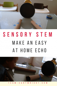 Show your children how echoes work at home! Use household items to learn about sound waves and how an echo is created. #science #STEM #learning #activity #toddler #preschool #kids #kindergarten #easy #DIY #echo #sound Team-Cartwright.com