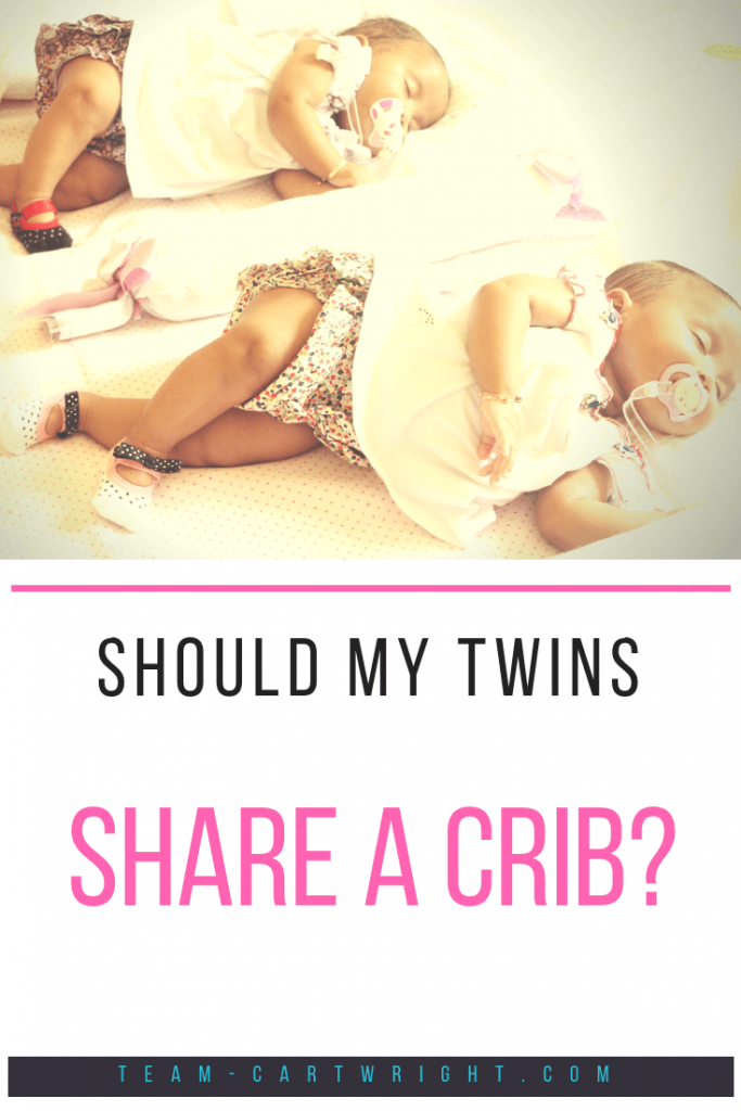 Should my twins share a crib? Learn the different sleeping arrangements for twins that are practical and safe. #twinsleep #twincrib #twin #sleep #arrangements #bedshare #cosleep Team-Cartwright.com