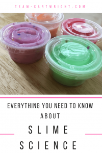 Everything you need to know about slime science. Learn how slime comes together and get the best recipes to try at home! Easy and fun Sensory STEM! #slime #science #STEM #sensory #activity #glitter #butter #edible #homeschool #preschool #toddler #kids Team-Cartwright.com