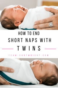 How to end short naps with twins. Tackle the 45 minute intruder with your twins with strategies from a fellow twin mom. Your twins will nap. #naps #twins #babywise #45 #minute #intruder #sleep #problems #schedule Team-Cartwright.com