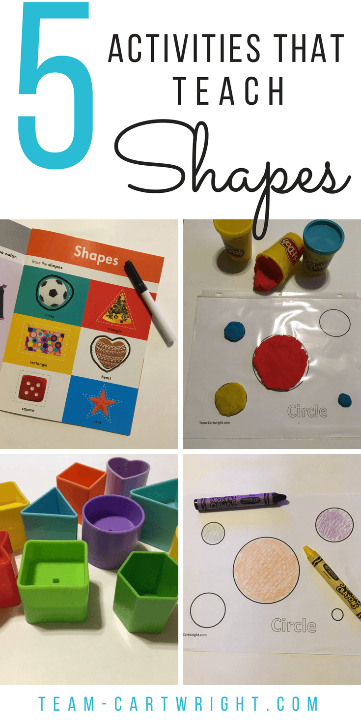5 easy and fun activities to help toddlers and preschoolers learn shapes. Get free coloring pages and Play-Doh mats to help your child learn. And learn why shapes are so valuable to literacy and math skills. #shapes #learning #activity #toddler #preschool #homeschool #printable Team-Cartwright.com