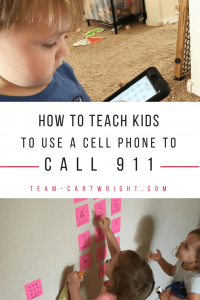 How to teach your kids to use a cell phone to call 911. Learn cell phone safety and what an emergency actually is. An easy and fun safety learning activity. #safety #activity #learning #kids #911 #toddler #preschool #emergency #education Team-Cartwright.com