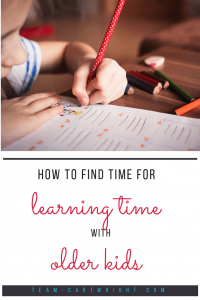 How to find time for learning time with older kids. It's hard to find those moments to learn with your child. Here are ways to fit it into your busy schedule. #learning #activity #schedule #kids #babywise Team-Cartwright.com