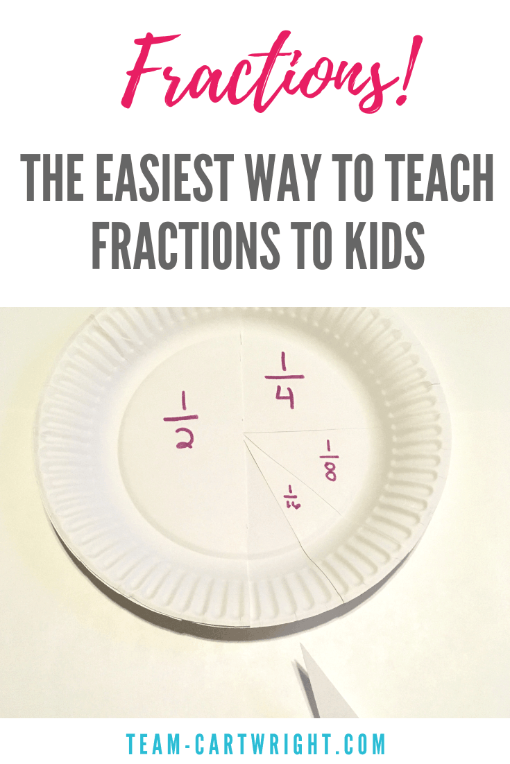 This is the easiest way to teach your child fractions. Paper plate fractions are easy and fun, and they are great for all ages! Work on math while you play! #MathActivity #Fractions #PaperPlateCraft #PreschoolLearning #STEMActivity #EasyLearning Team-Cartwright.com