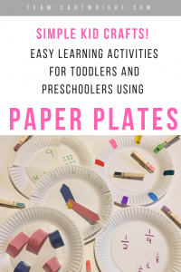 Teach your kids about numbers, colors, math, fractions, and more with just paper plates! Oh, and learn to tell time. Easy and fun learning activities for toddlers and preschoolers. #toddler #preschool #learning #activity #math #numbers #counting #time #colors Team-Cartwright.com