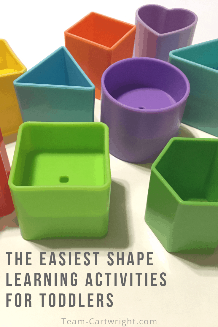 The easiest shape learning activities for toddlers and preschoolers you will find. Low effort, high reward. Work on shapes with your child and learn why this is so important. (They help with reading skills!) #Shapes #ShapeActivities #ToddlerLearningActivities #PreschoolLearningActivities Team-Cartwright.com