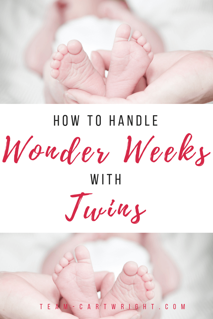 Do Wonder Weeks apply to twins? What do you do if they hit leaps at different times?  Will the crying ever stop? Learn how to get through the wonder weeks with twins. #wonderweeks #twins #leaps #fussy #baby #newborn #twinleaps #development #milestones Team-Cartwright.com