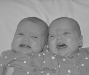 The witching hour. That frustrating time when your baby just won't settle. And with twins, well, it's tough. Here is how to survive the witching hour with twins. #twins #newborn #baby #witching #hour #soothe #crying #calming Team-Cartwright.com