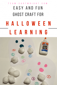 Create a fun and easy ghost and learn at the same time! Halloween learning activities for preschoolers and toddlers. Work numbers, letters, shapes, and more! Low prep and lots of learning. #learning #craft #activity #numbers #letters #shapes #preschooler #toddler #kids #educational #Halloween #ghost Team-Cartwright.com