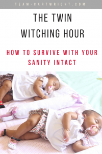 The witching hour. That tough time when baby just won't settle. And with twins? That's double the frustration. Here is how to survive the witching hour with twins. #newborn #baby #twins #witching #hour #crying #babywise Team-Cartwright.com