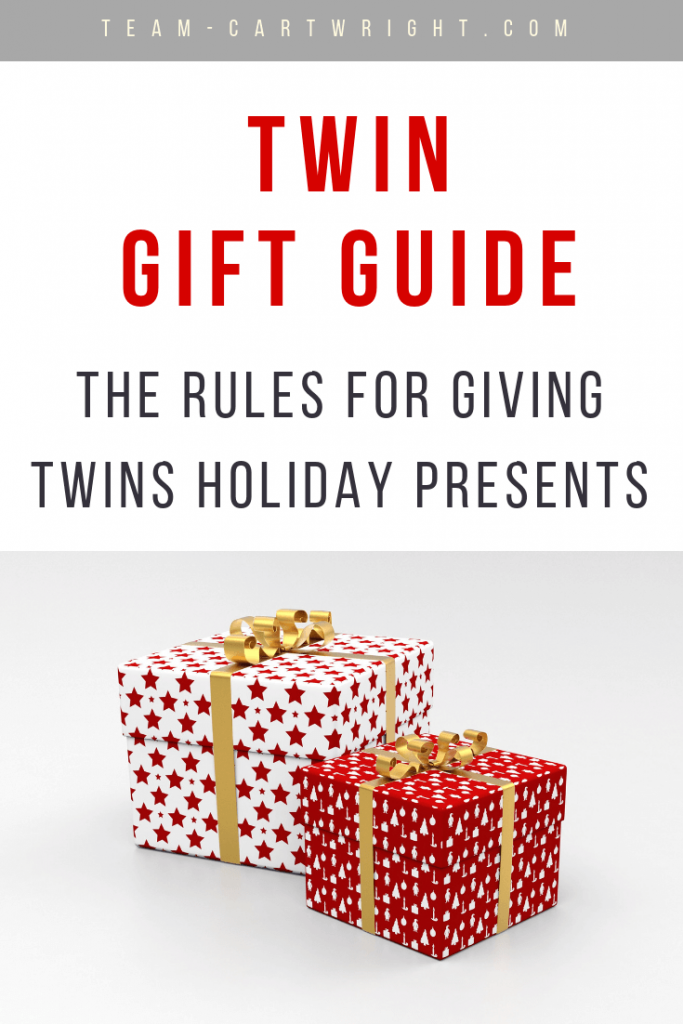 Do you give twins two gifts or can you just give them one? Learn the rules for determining how to get present for twins. #twins #twingifts #christmas #presents #twinrules #etiquette #twingiftguide Team-Cartwright.com 