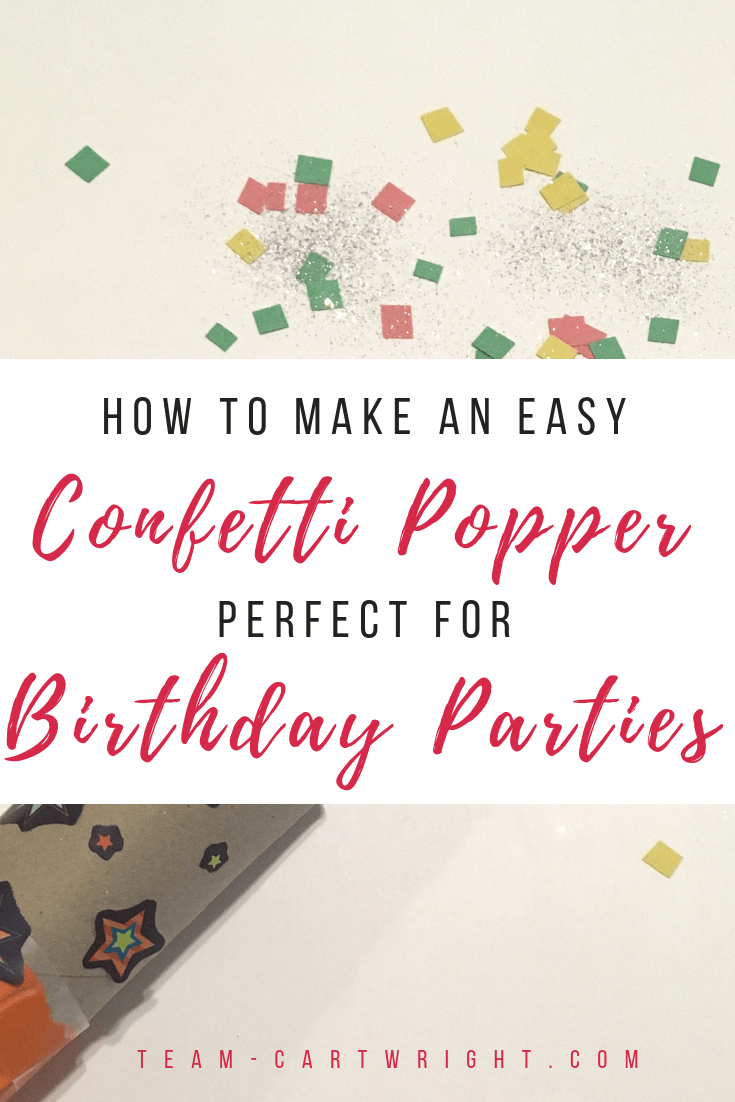 Easy Homemade Confetti Poppers! Perfect for birthday parties and celebrations. Make these fun poppers and enjoy learning and creativity with your child. #DIYConfettiPopper #HomemadePopper #NewYears #Craft #toddlerLearning #PreschoolAtHome #Homeschool #ScienceProject #STEM #STEAM Team-Cartwright.com