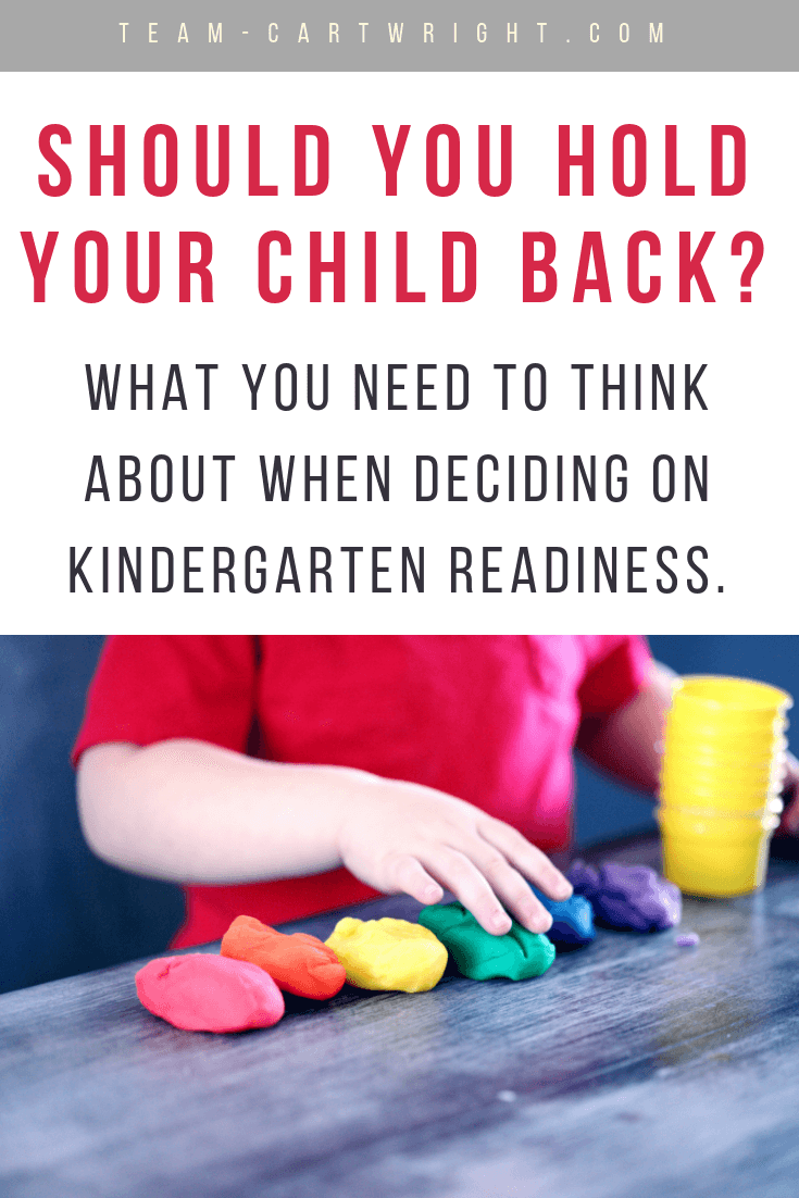 What are the pros and cons of starting kindergarten late? Should you start your child at 6 years old? How to decide if you should start your kids at 5 or wait another year. #RedshirtingKindergarten #KindergartenReadiness #EmotionalDevelopment #Kindergarten #Preschool #child Team-Cartwright.com