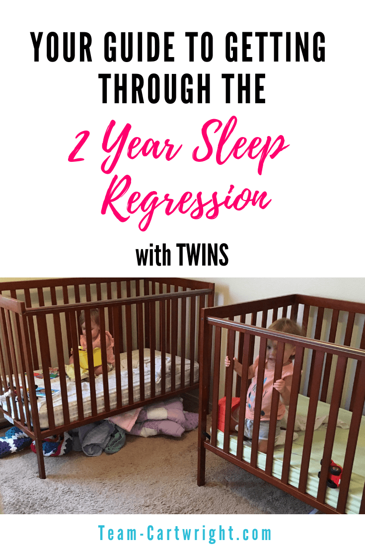 Why aren't my toddler twins sleeping? Having two non-sleepers can be rough. Learn about the 2 year sleep regression and how to get through it. Your twins will sleep again. #2YearSleepRegression #SleepRegression #TwinSleep #ToddlerSleep #NapTrouble #ToddlerTwin #TwinNaps Team-Cartwright.com