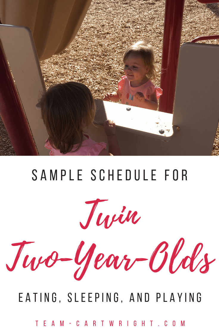 Sample Twin Toddler Schedule. Learn how to find order in your day and keep your twins on the same schedule. 2 year old eat play sleep schedule. #ToddlerTwins #TwinToddlers #TwinSchedule #TwinToddlerSchedule #BabywiseSchedule #BabywiseTwins Team-Cartwright.com