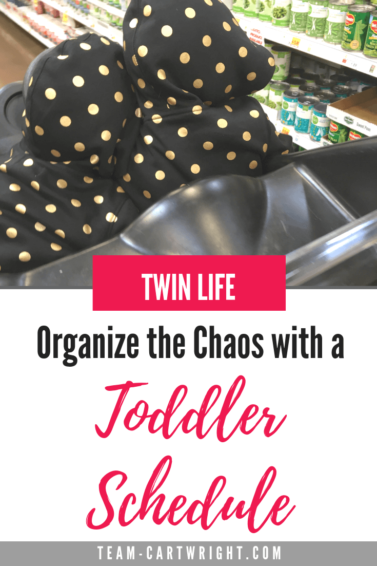 Twin life can be crazy. Tame the chaos with a solid schedule. Here is a sample schedule for 2-year-old twins. #SampleScheduleTwins #ToddlerTwins #TwinSchedule #BabywiseTwins #ToddlerRoutine #TwinNaps Team-Cartwright.com