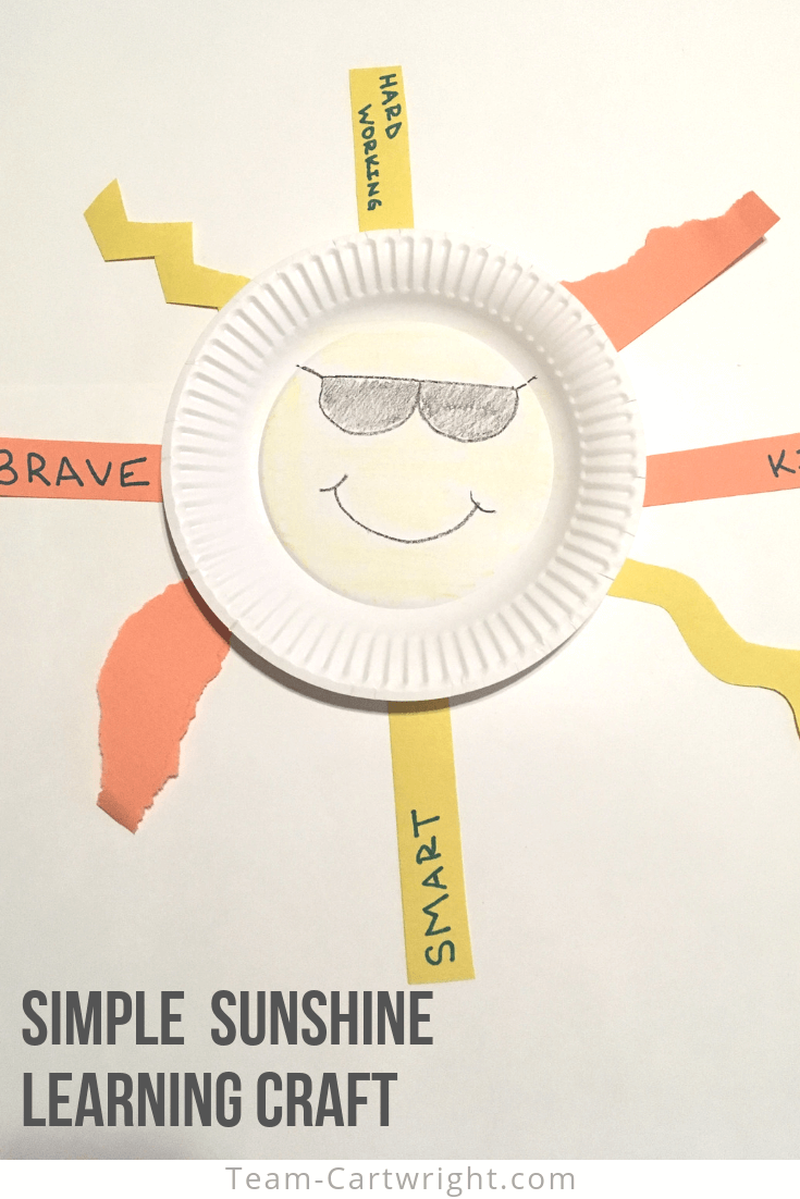 Want a super easy preschool art project? Looking for ideas to build fine motor skills and work on kindness? This is the project for you! Simple process art that builds skills while you build your child's self esteem. Save this fun sunshine craft for a rainy day. #ProcessArt #PreschoolCraft #SunCraft #SunshineArt #Kindness #EasyArtforKids Team-Cartwright.com